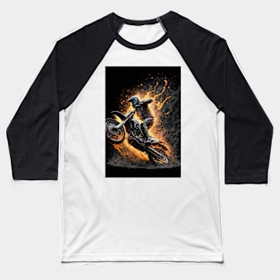 Dirt Bike With Flames Baseball T-Shirt